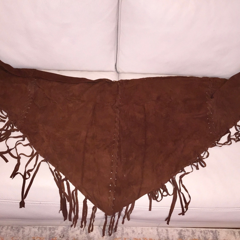 Suede cocoa Argentinian shawl as a Wrap or a throw